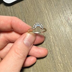 Pandora Ring (Celestial Blue Sparkling Moon Ring) size 9